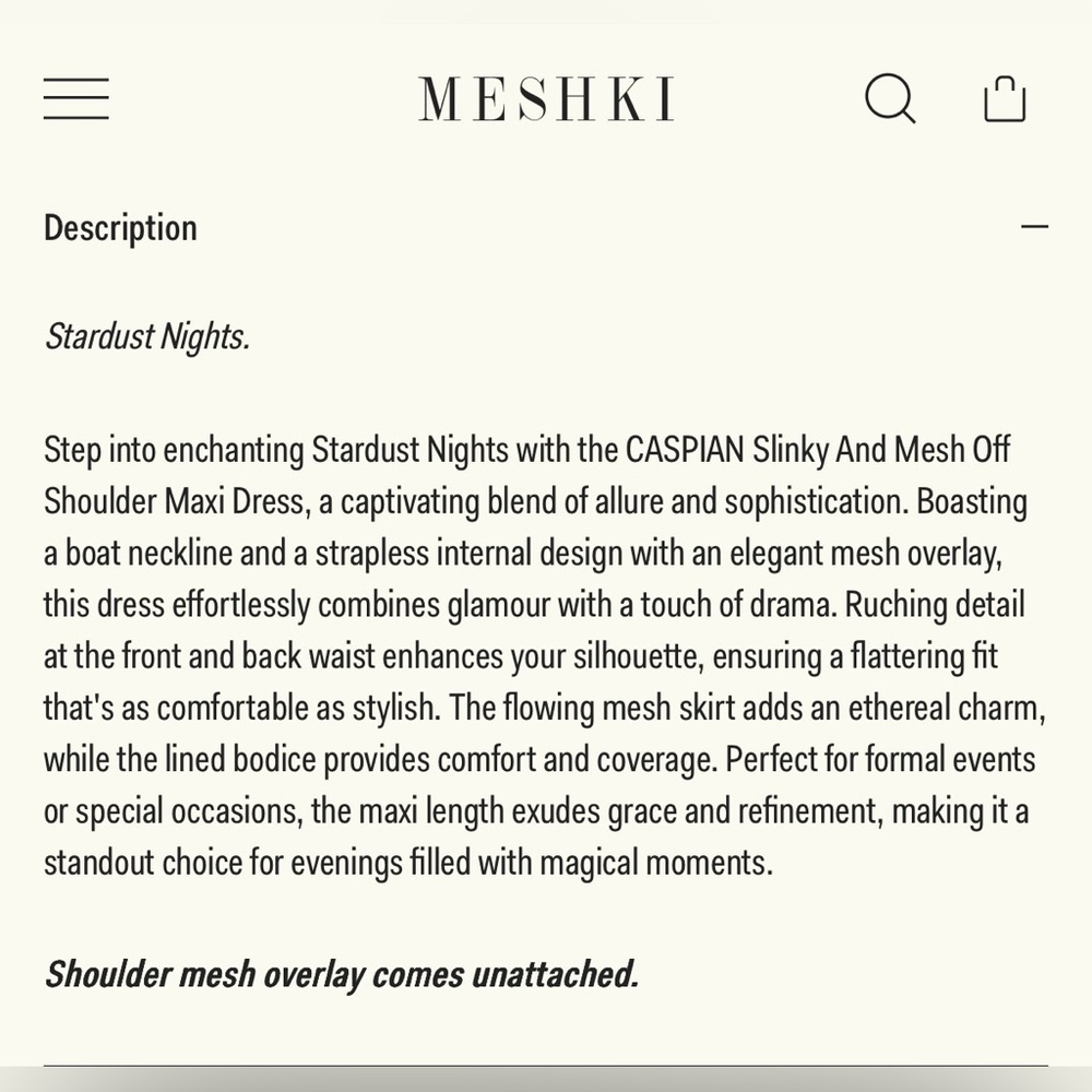 NWT Meshki Blush Off-Shoulder Ruched Maxi Dress - Picture 6 of 9